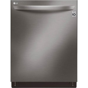 LG - 24" Top Control Smart Built-In Dishwasher with TrueSteam, Tub Light and Quiet Operation - Black stainless steel