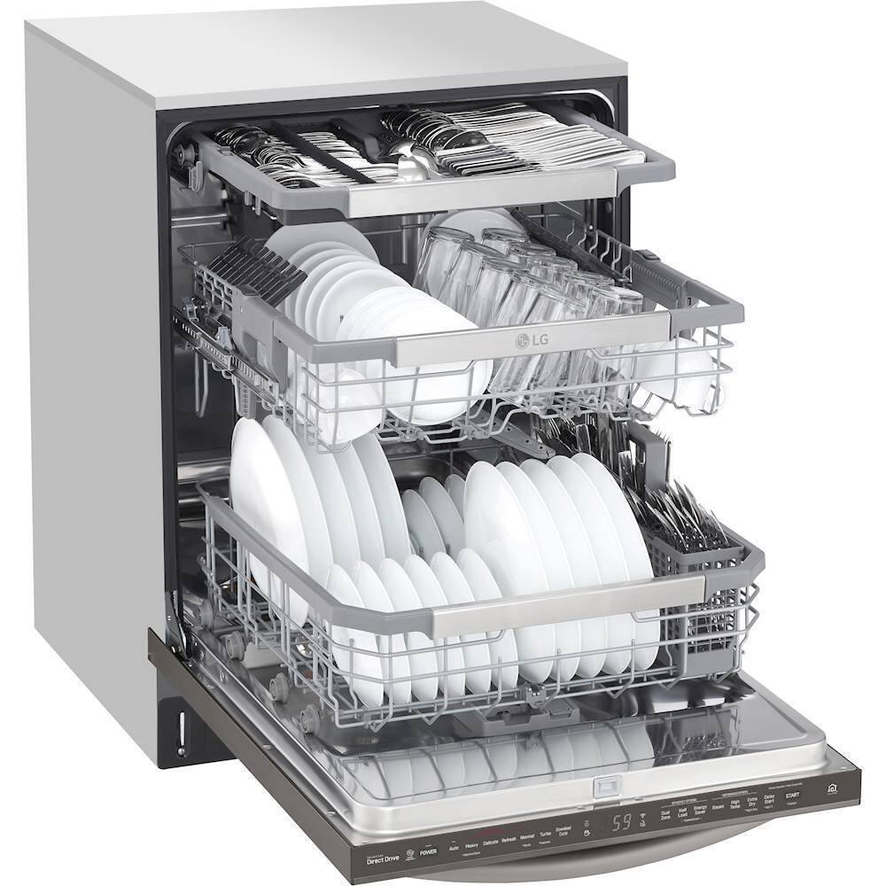 Alt View 13. LG - 24" Top Control Smart Built-In Stainless Steel Tub Dishwasher with 3rd Rack, TrueSteam, and 42 dba - PrintProof Black Stainless Steel.