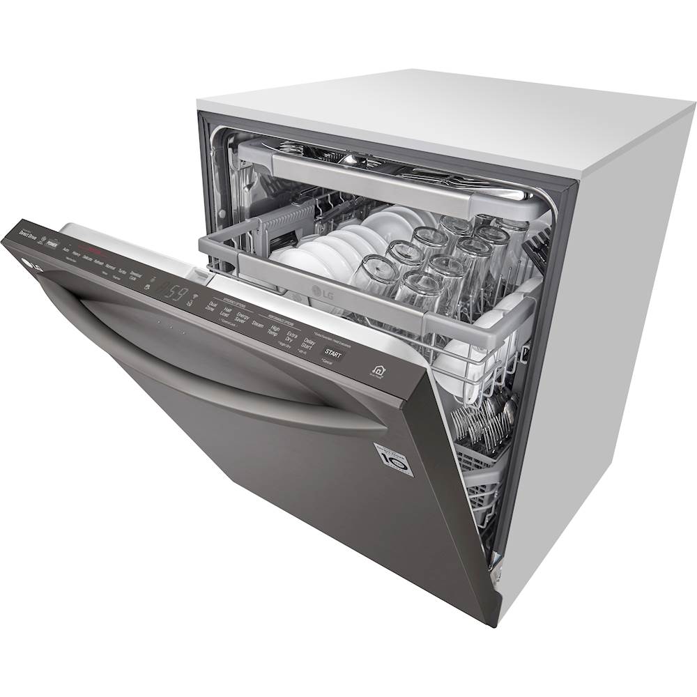 Left View: Bertazzoni - 24" Front Control Built-In Dishwasher with Stainless Steel Tub - Stainless steel