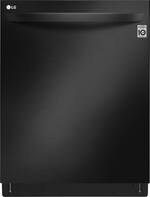 LG - 24" Top Control Smart Wi-Fi Dishwasher - QuadWash - TrueSteam - Steel Tub with Light - PrintProof Matte Black Stainless Steel - Front_Standard