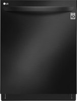 LG - 24" Top Control Smart Wi-Fi Dishwasher - QuadWash - TrueSteam - Steel Tub with Light - Matte black stainless steel - Front_Zoom