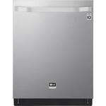 LG - STUDIO 24" Top Control Smart Wi-Fi Dishwasher - QuadWash - TrueSteam -Steel Tub with Light - Stainless steel - Front_Standard