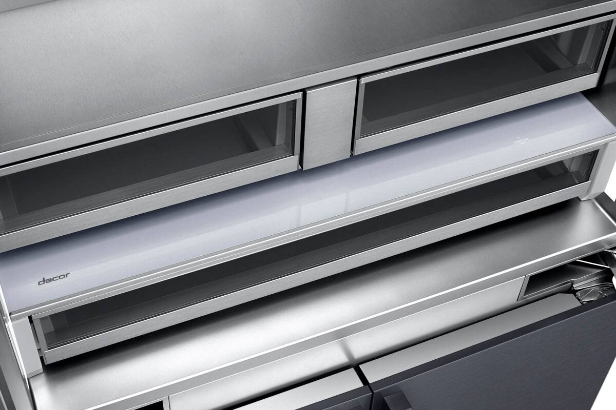 Alt View 2. Dacor - 23.5 Cu Ft 4-Door Flex French Door Built In Refrigerator with SteelCool Interior and Cocktail Ice - Custom Panel Ready.