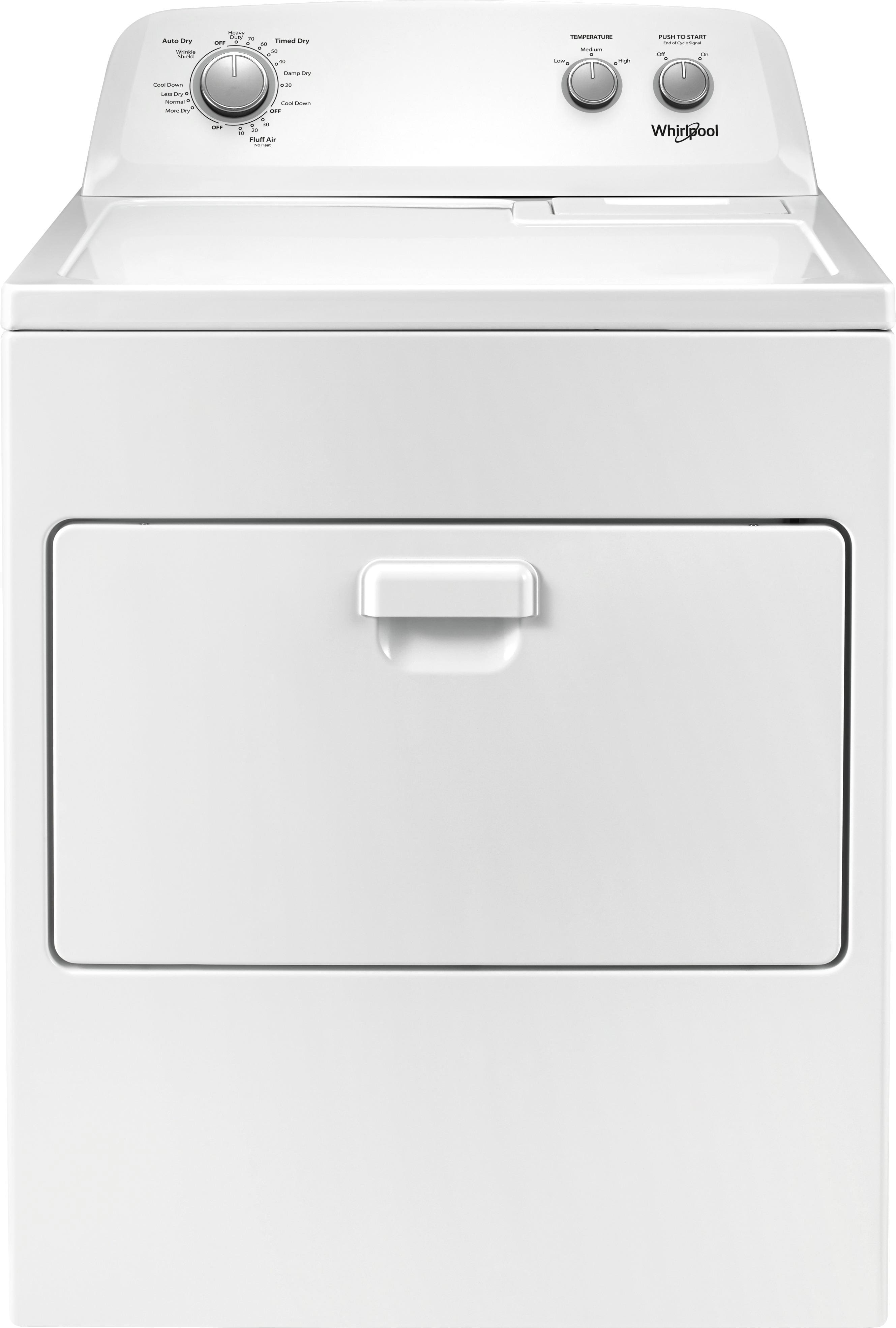 Front. Whirlpool - 7 Cu. Ft. 12-Cycle Electric Dryer - White.