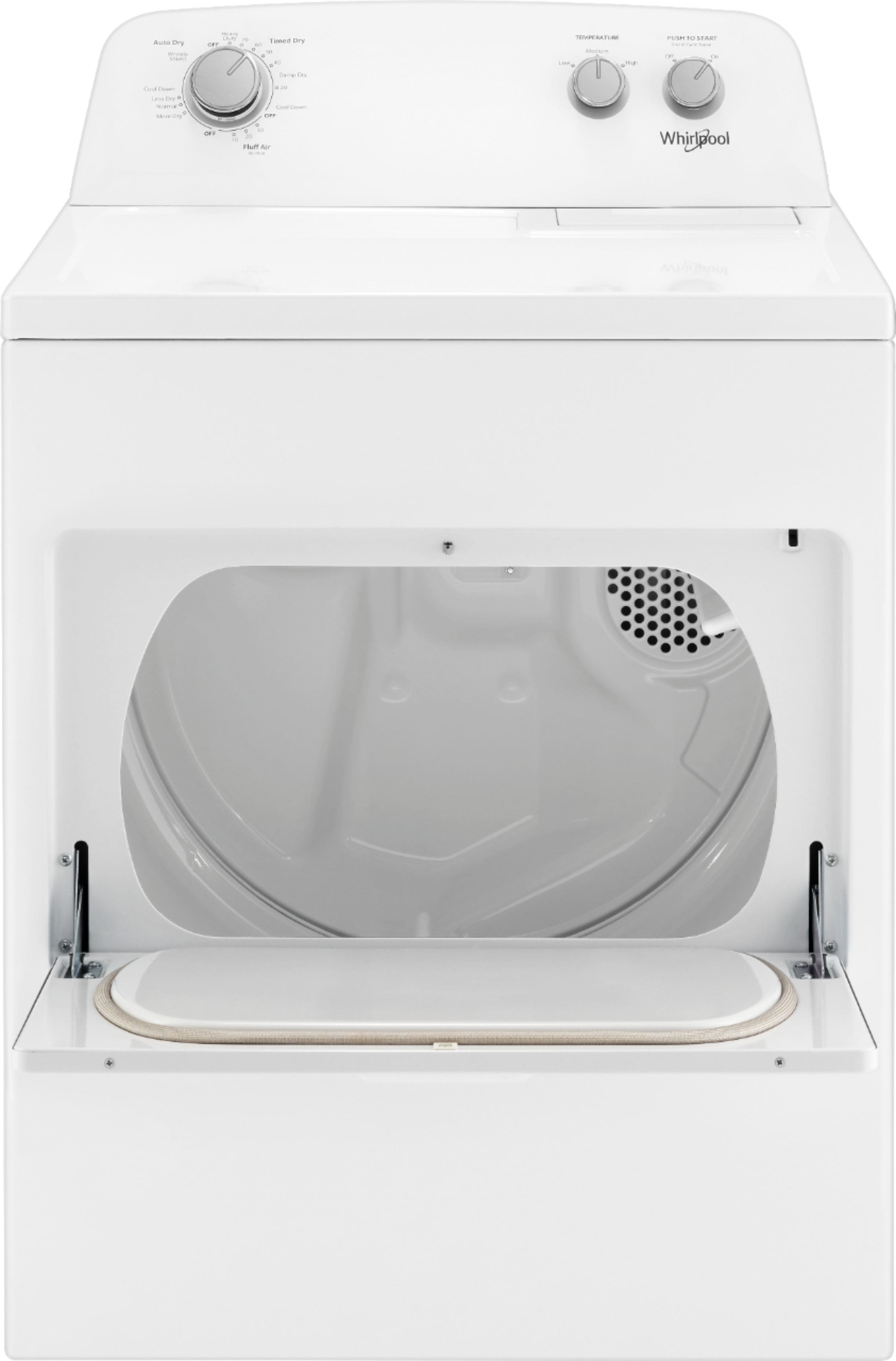 Left. Whirlpool - 7 Cu. Ft. 12-Cycle Electric Dryer - White.
