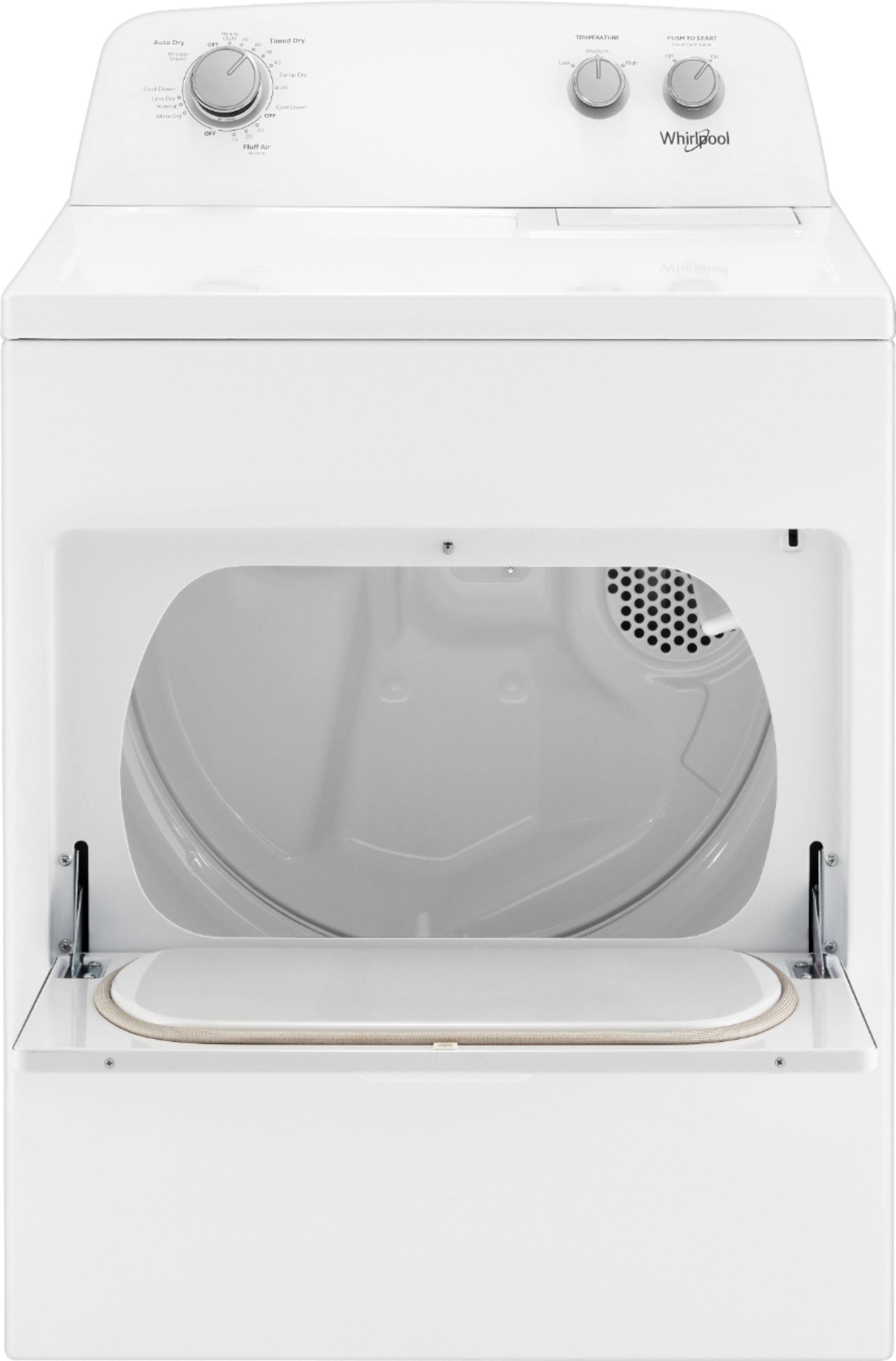 Left. Whirlpool - 7 Cu. Ft. 12-Cycle Electric Dryer - White.