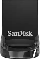 Front. SanDisk - Ultra Fit 32GB USB 3.1 Flash Drive - Black.