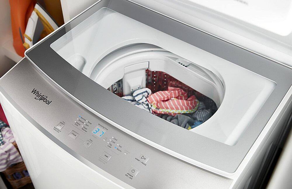 Alt View 1. Whirlpool - 1.6 Cu. Ft. Top Load Washer and 3.4 Cu. Ft. Electric Dryer with Smooth Wave Stainless Steel Wash Basket - White.