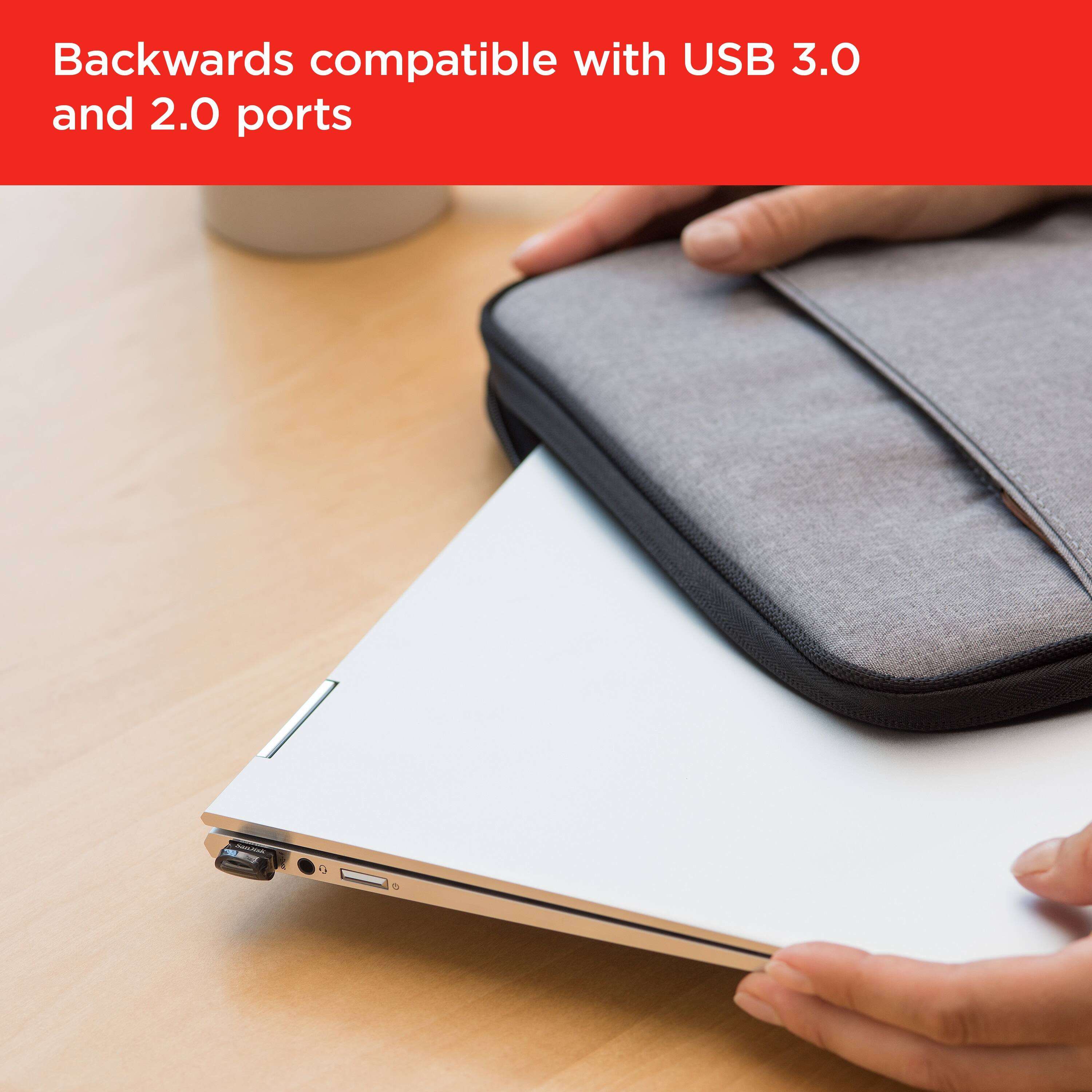 Backwards compatible with USB 3.0 and 2.0 ports.