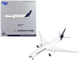 Boeing 777F Commercial Aircraft "Lufthansa Cargo" Tail 1/400 Diecast Model Airplane by GeminiJets - White with Dark Blue