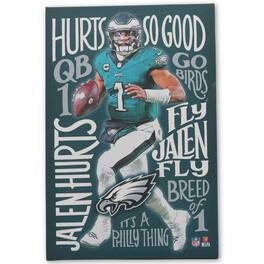 Open Road Brands - Jalen Hurts Philadelphia Eagles 15" x 23" Winning Words Canvas Wall Art - Multicolor