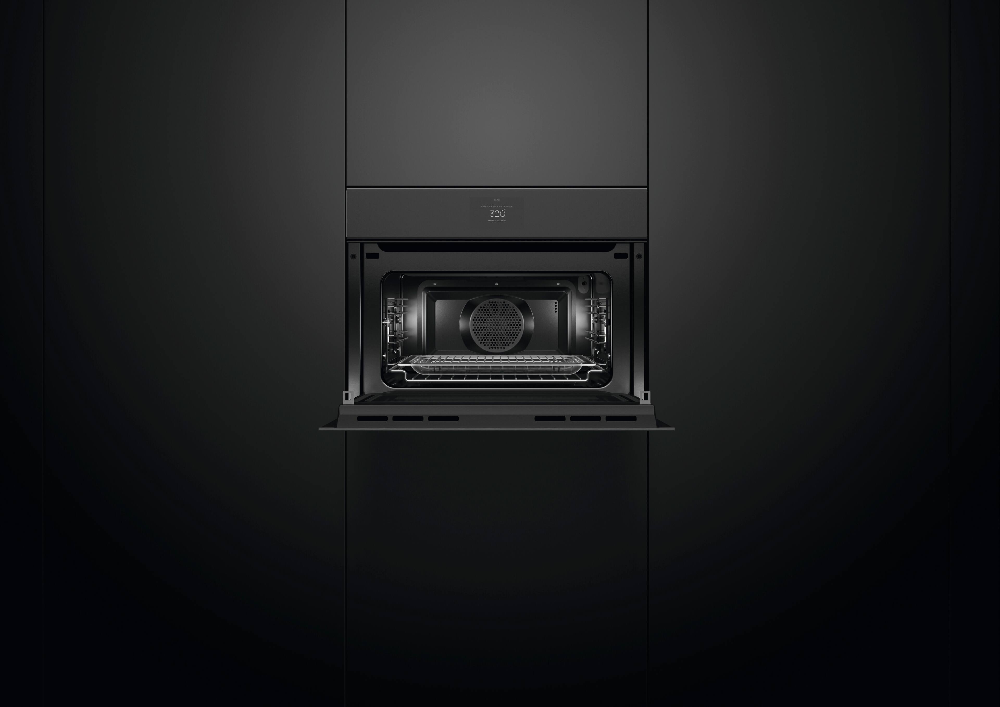 Alt View 13. Fisher & Paykel - Minimal 24-in Convection speed oven Handle-less 3 cuf ft capacity - Black.