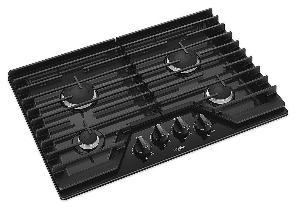 Angle View: Whirlpool - 30" Gas Cooktop - Black