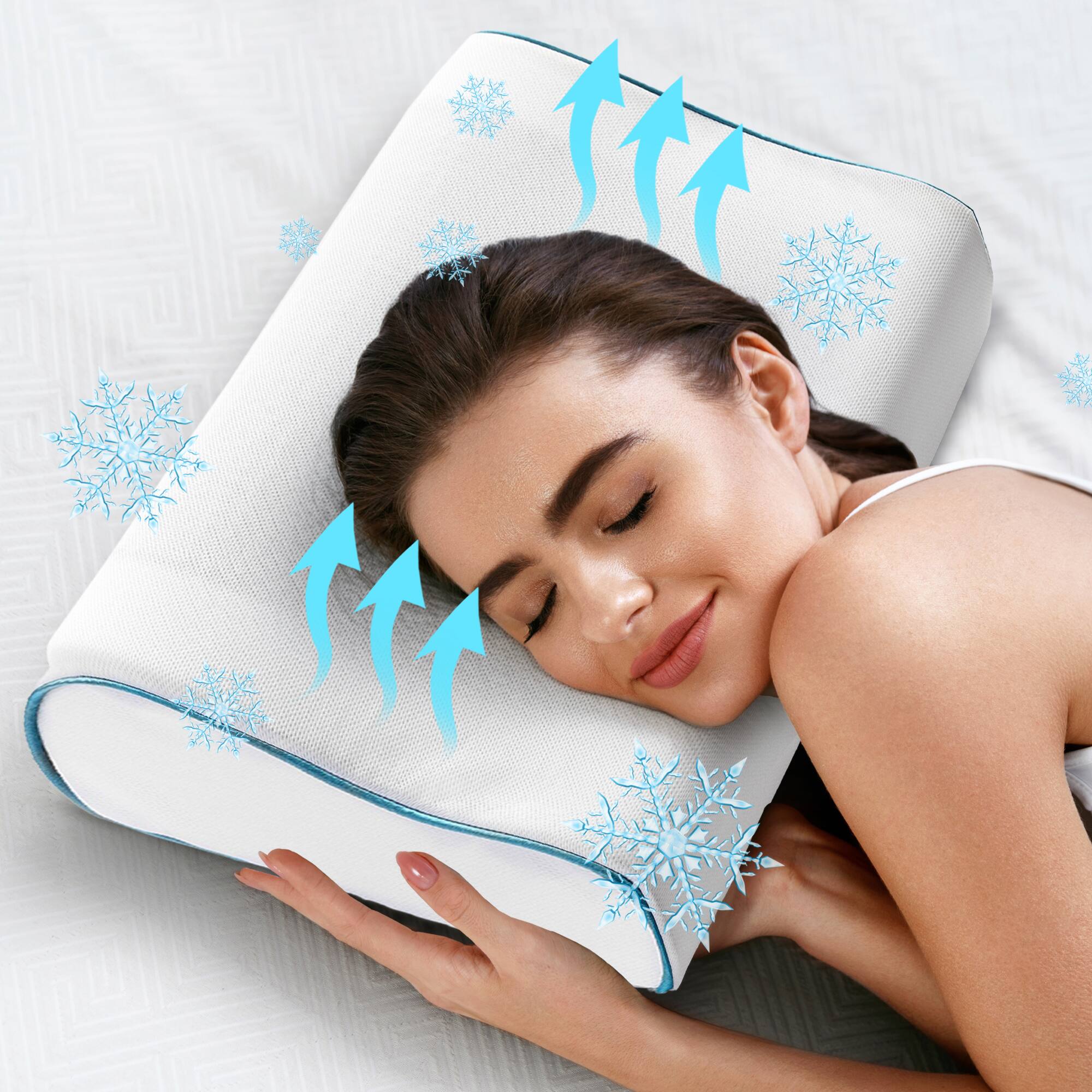 Alt View 1. Cheer Collection - Contour Gel Memory Foam Pillow with Cooling Relief and Washable Cover - White.