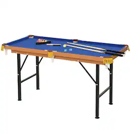Soozier - 55" Portable Folding Billiards Table Game Pool Table for Whole Family Number Use With Cues, Ball, Rack, Chalk - Blue and Black