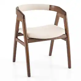 Costway - Leisure Bamboo Chair Dining Chair with Curved Back & Anti-slip Foot Pads - Brown