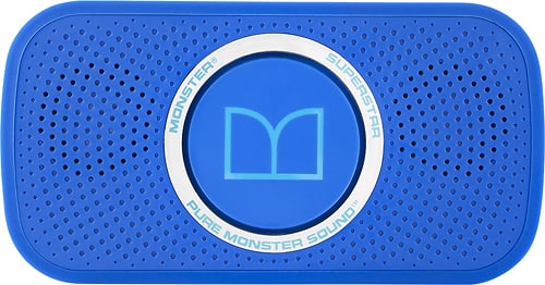 Front. Monster - Superstar Bluetooth Speaker - Neon Blue.