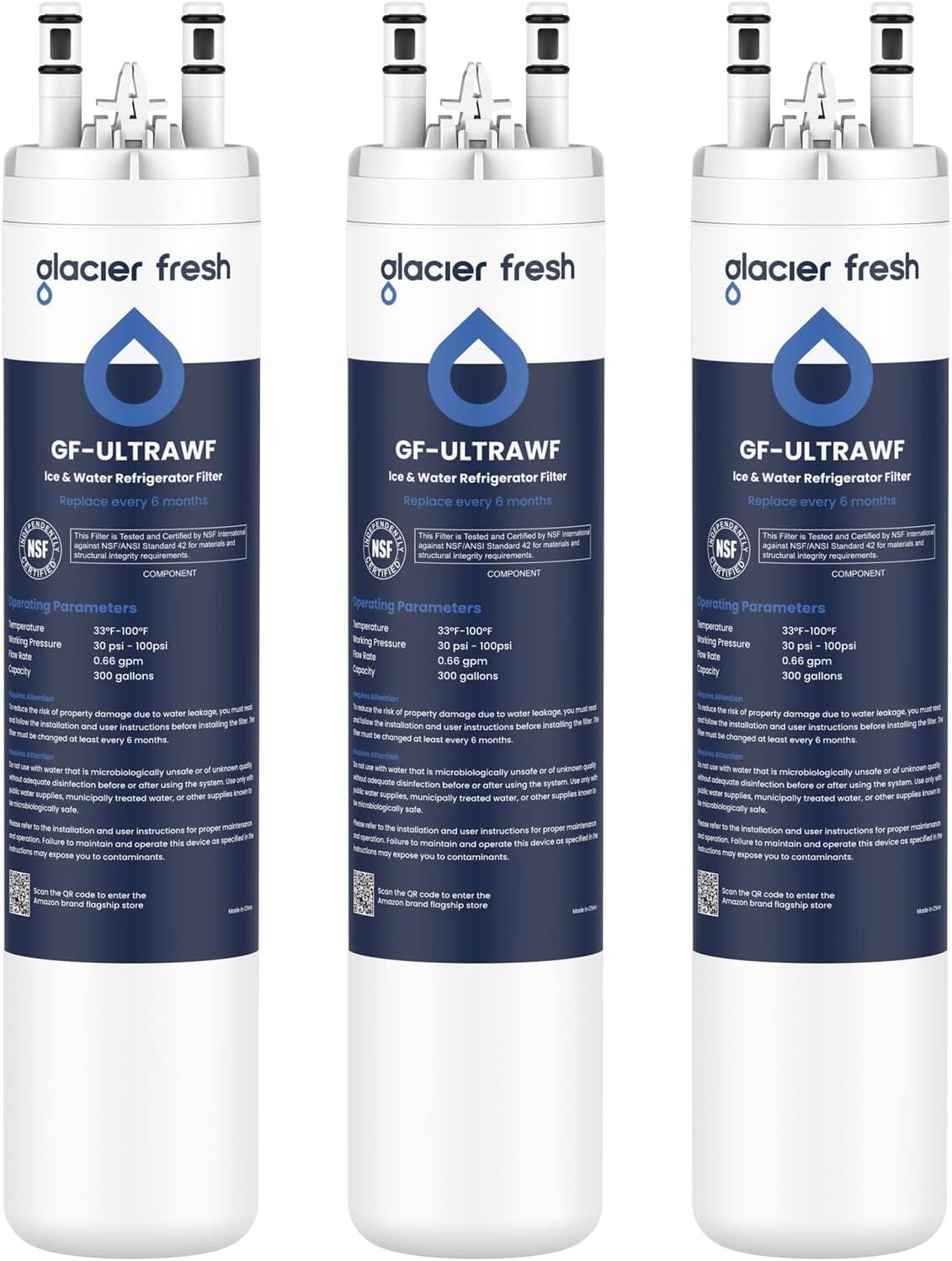 GLACIER FRESH - Replacement for Frigidaire ULTRAWF Refrigerator Water Filter, 3 Pack