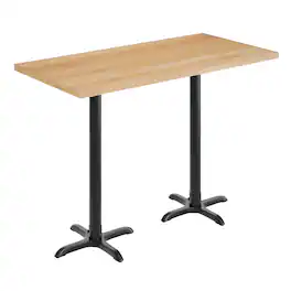 Flash Furniture - Bennett 30" x 60" Solid Wood Commercial Indoor Tabletop with 22" x 22" Bar Height Rust-Resistant Black Cast I - Natural