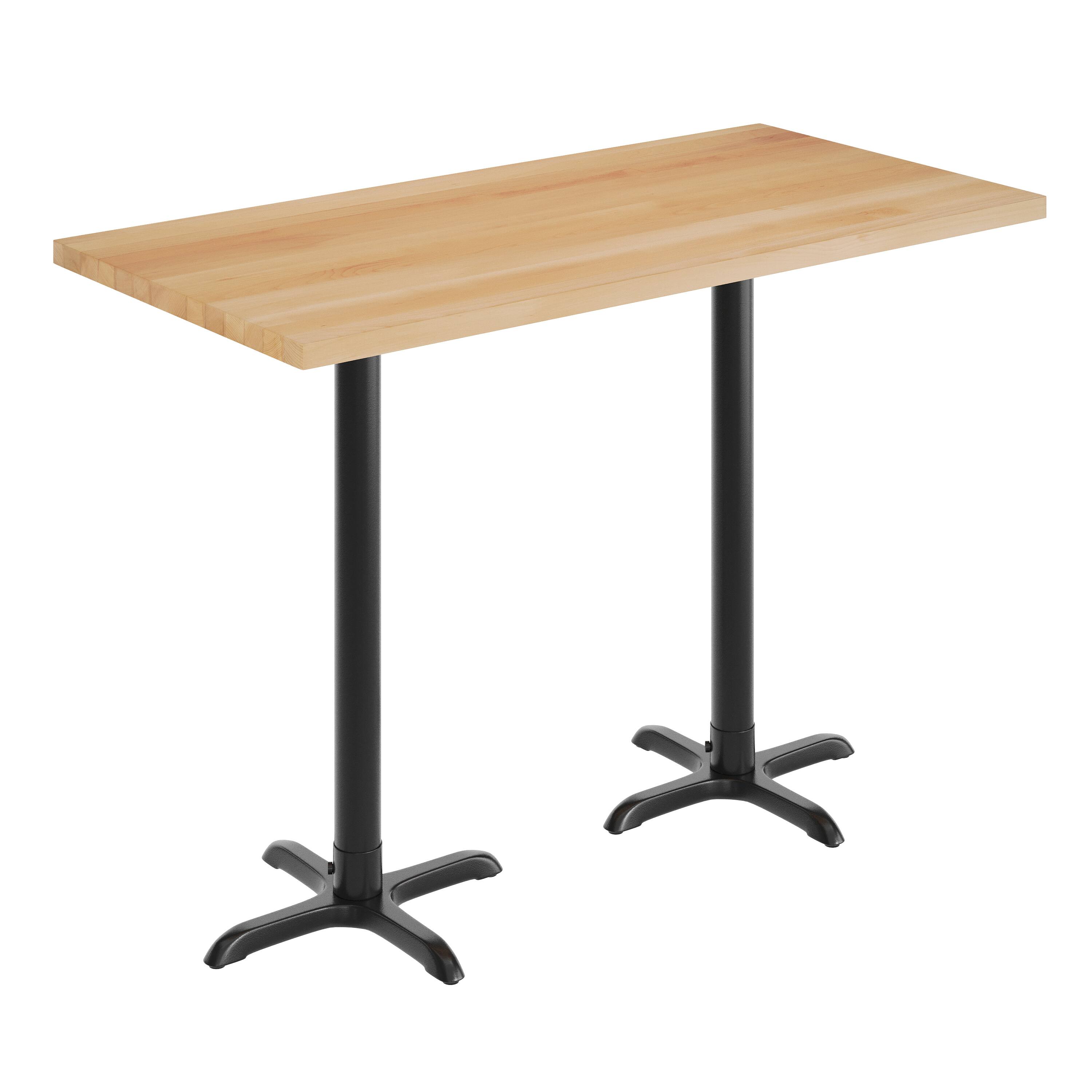 Front. Flash Furniture - Bennett 30" x 60" Solid Wood Commercial Indoor Tabletop in Natural with 22" x 22" Bar Height Rust-Resistant Black Cast I - Natural.
