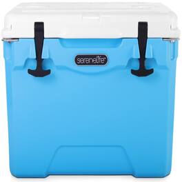 SereneLife - 25 Quart Portable Cooler Box – Heavy Duty Ice Chest Holds 63 Cans or 2-Liter Bottles, Keeps Ice Up to 5 Days - Blue