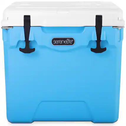 Front. SereneLife - SereneLife 25 Quart Portable Cooler Box – Heavy Duty Ice Chest Holds 63 Cans or 2-Liter Bottles, Keeps Ice Up to 5 Days - Blue.