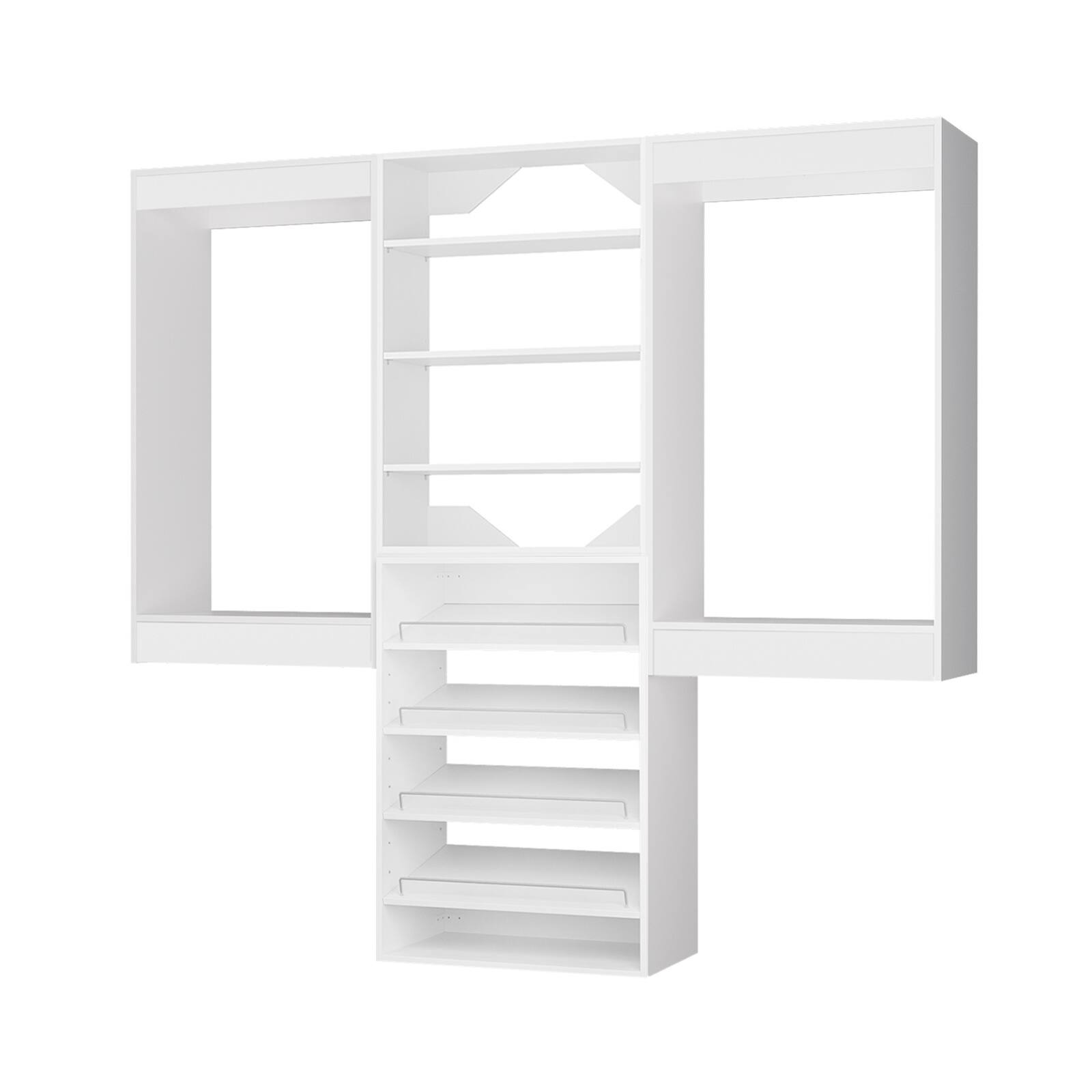 Left. Roomtec - Roomtec 66 in White Modular Closet System Unit-Customizable Wall Mounted Walk-In Closets for Bedroom or Walk-in Closet - White.