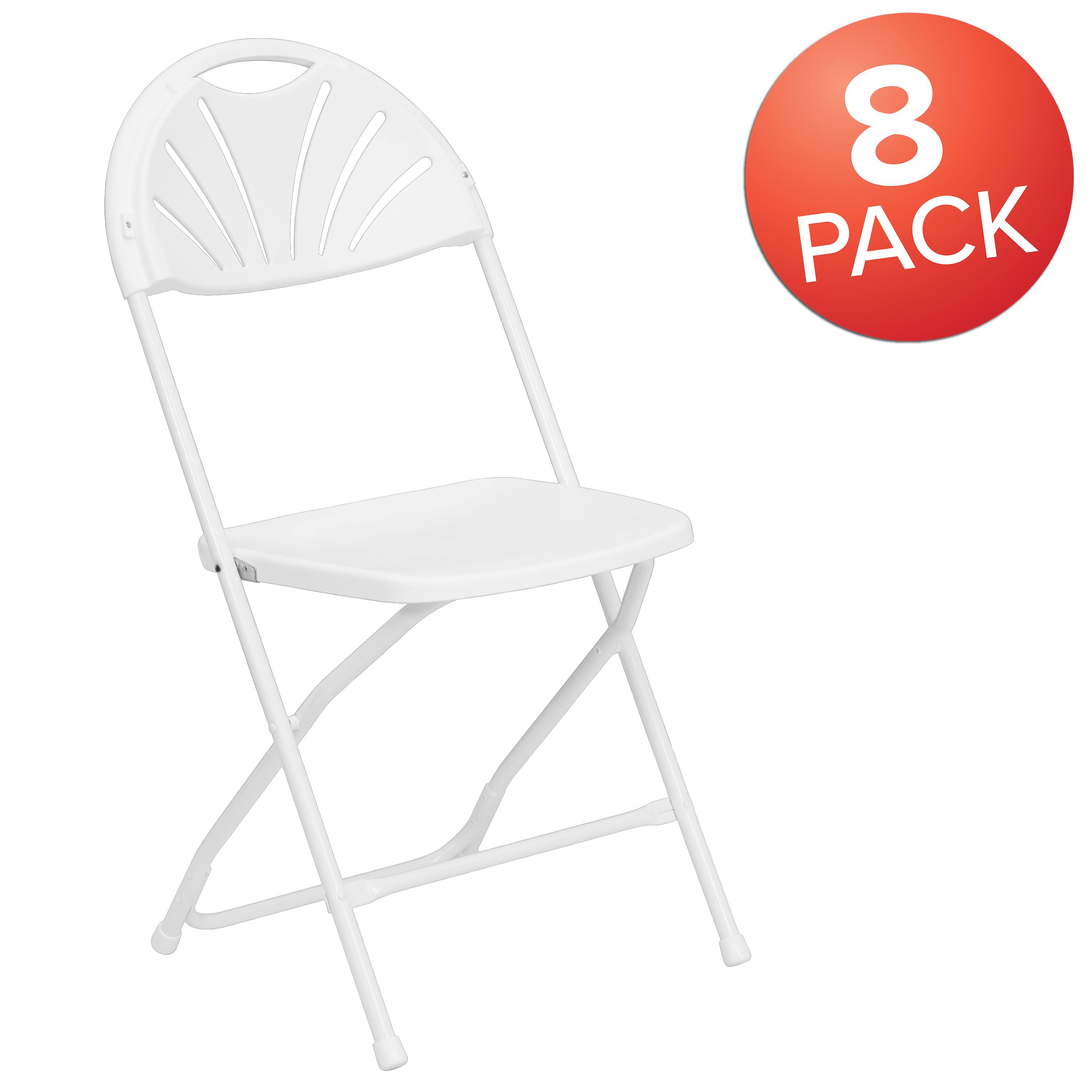 Alt View 1. Emma + Oliver - 8 Pack Wedding/Event Stackable Fan Back Plastic Folding Chair - White.