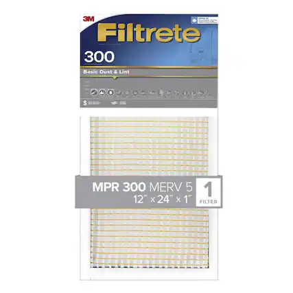 3M Filtrete 300 Basic Dust & Lint
MPR 300 MERV 5
12" x 24" x 1" FILTER