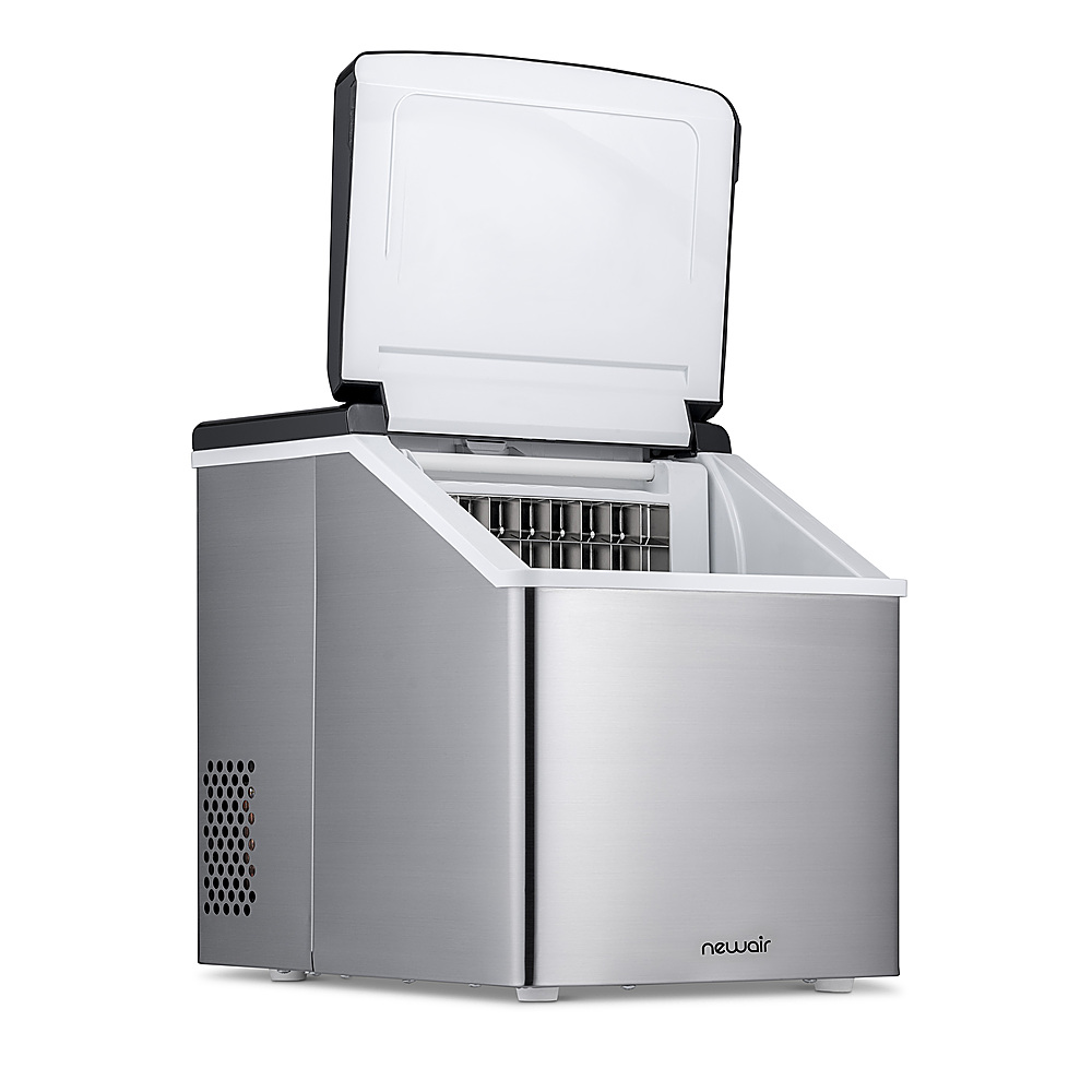 Left View: NewAir - 40-lb Clear Ice Maker - Stainless steel