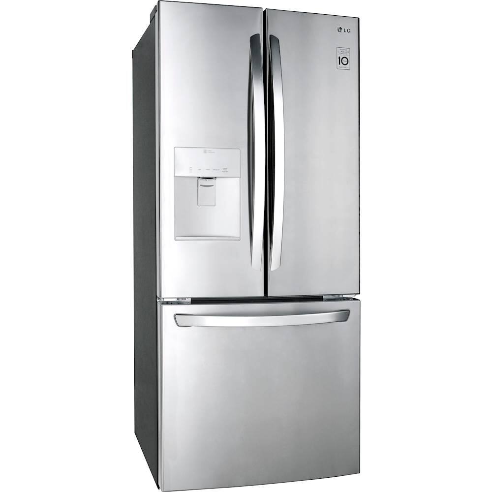 Angle. LG - 21.8 Cu. Ft. French Door Refrigerator with External Water Dispenser - Stainless Steel.