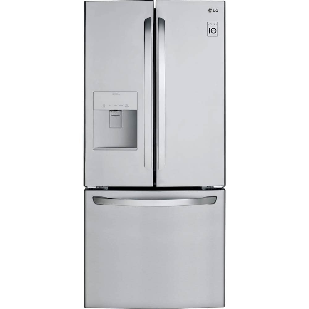 Front. LG - 21.8 Cu. Ft. French Door Refrigerator with External Water Dispenser - Stainless Steel.