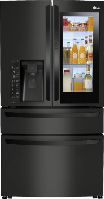 Lg 22 5 Cu Ft French Instaview Door In Door Counter Depth Smart Wi Fi Refrigerator Printproof Matte Black Stainless Steel