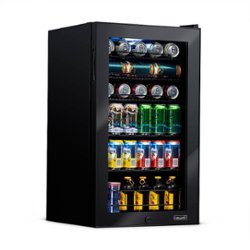 NewAir - 126-Can Beverage Cooler with Glass Door, Adjustable Shelves, 7 Temperature Settings and Lock - Black - Front_Zoom
