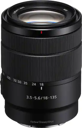 Front. Sony - E 18-135mm f/3.5-5.6 OSS All-in-One Zoom Lens for E-Mount Cameras - Black.