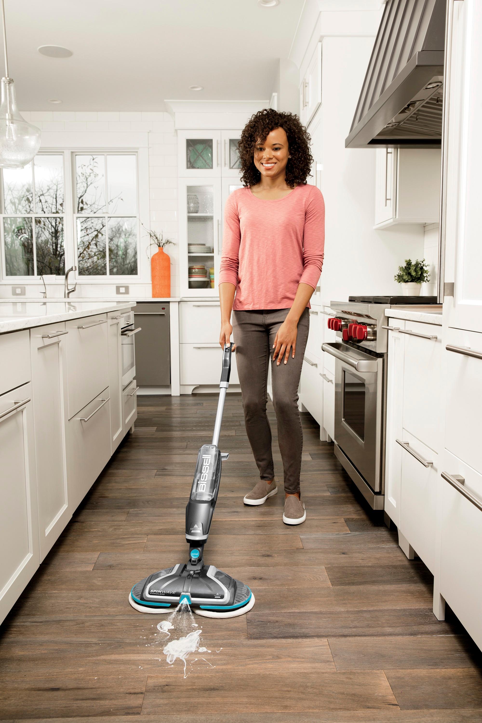 BISSELL SpinWave Cordless Powered Mop Titanium/Electric Blue 2315 - Best Buy