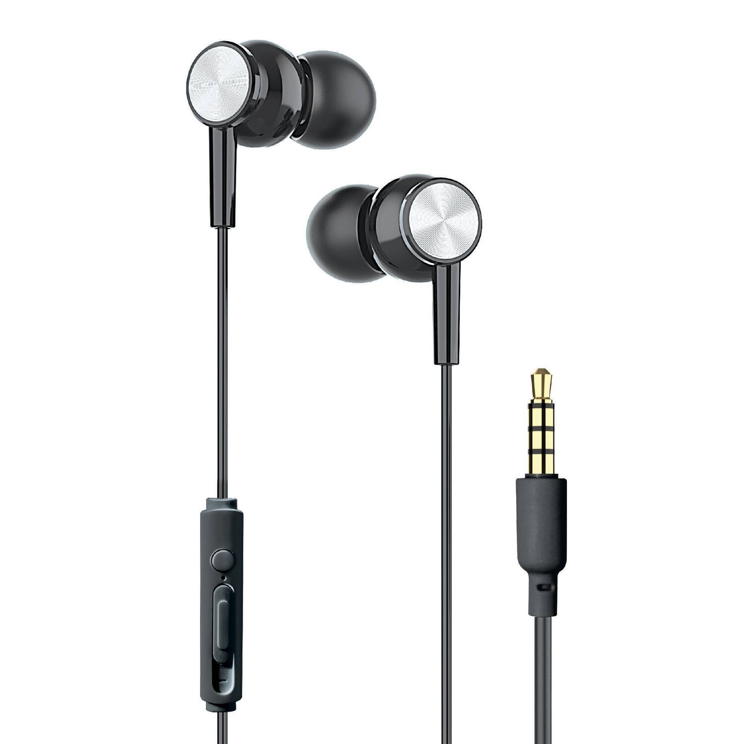 Left. Xyst - 3.5mm Stereo In-Ear Earbuds with Microphone - Black.