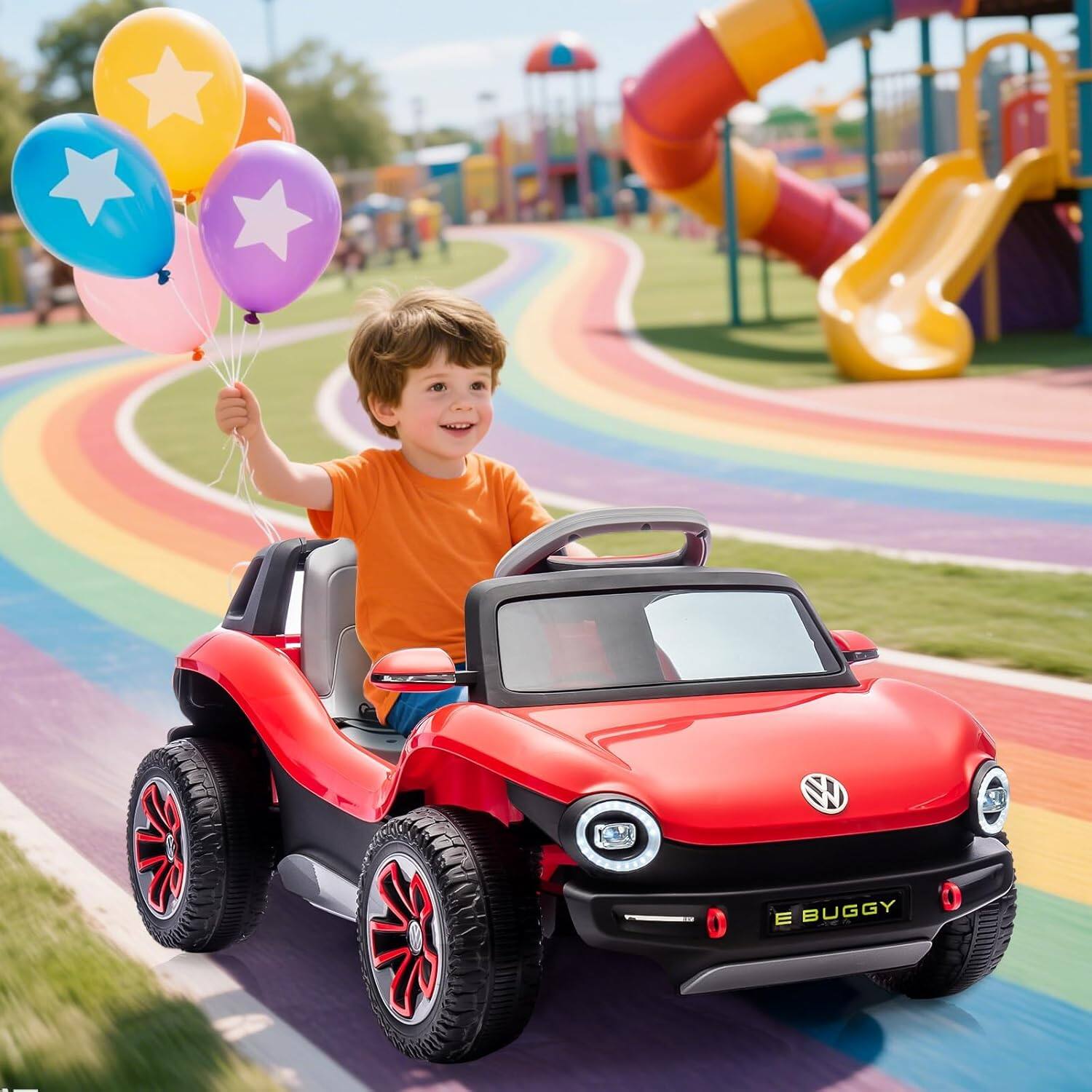 Back. Homhougo - 12V Electric Ride On Car for Kids, Remote Control, Rechargeable Battery Toy.