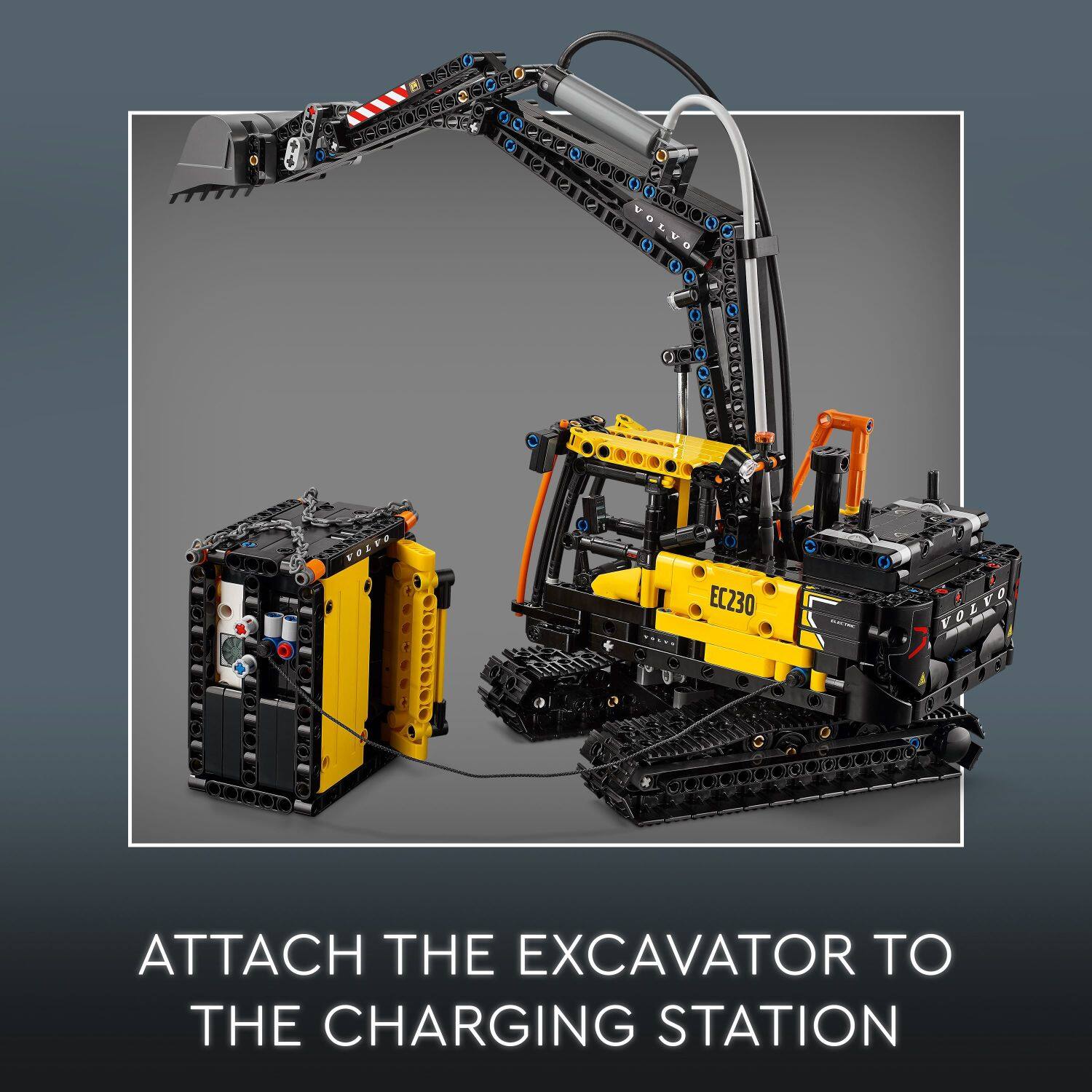Attach the excavator to the charging station.