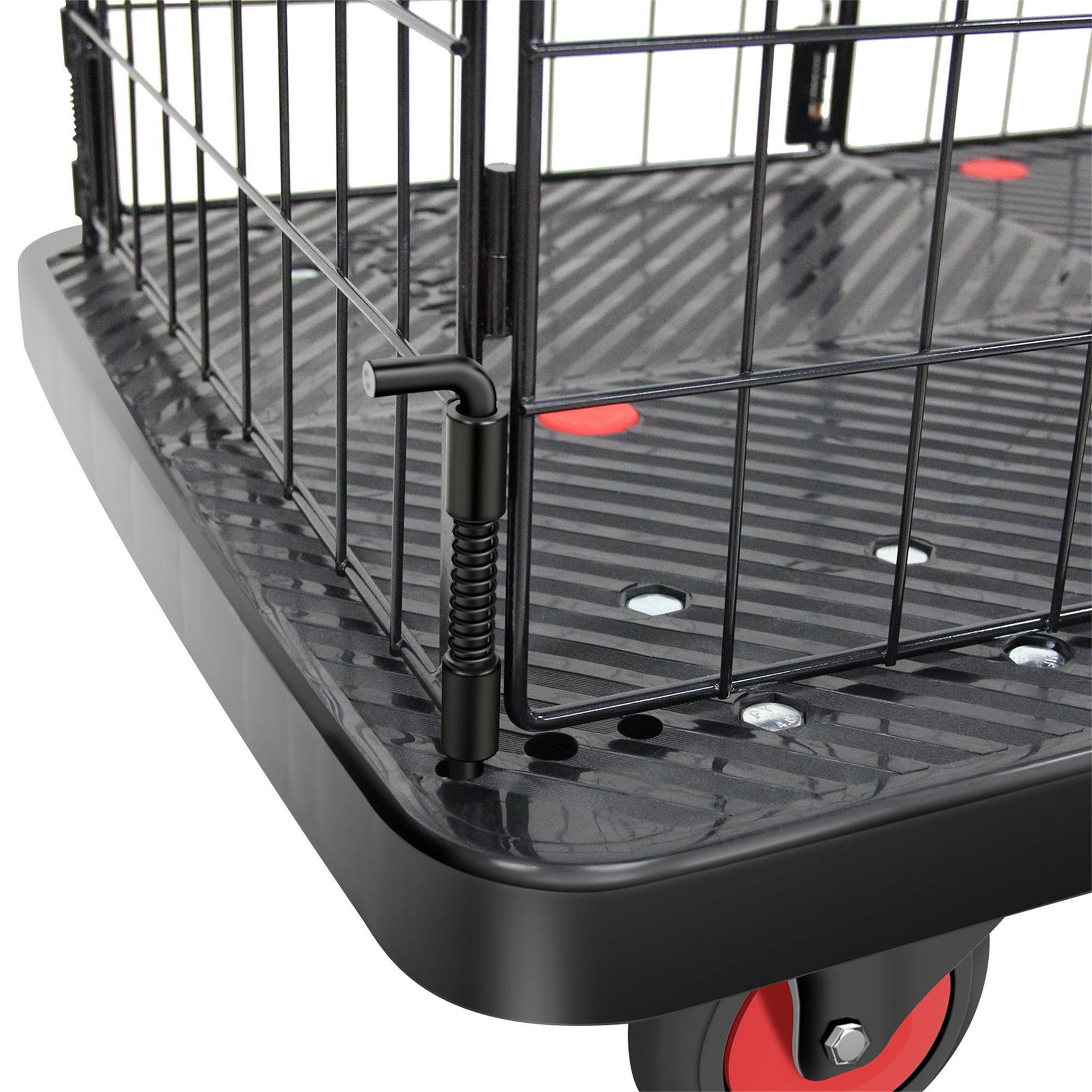 Alt View 3. Boyel Living - Black Folding Platform Hand Truck with Removable Wire Cage 660 lbs - Black.