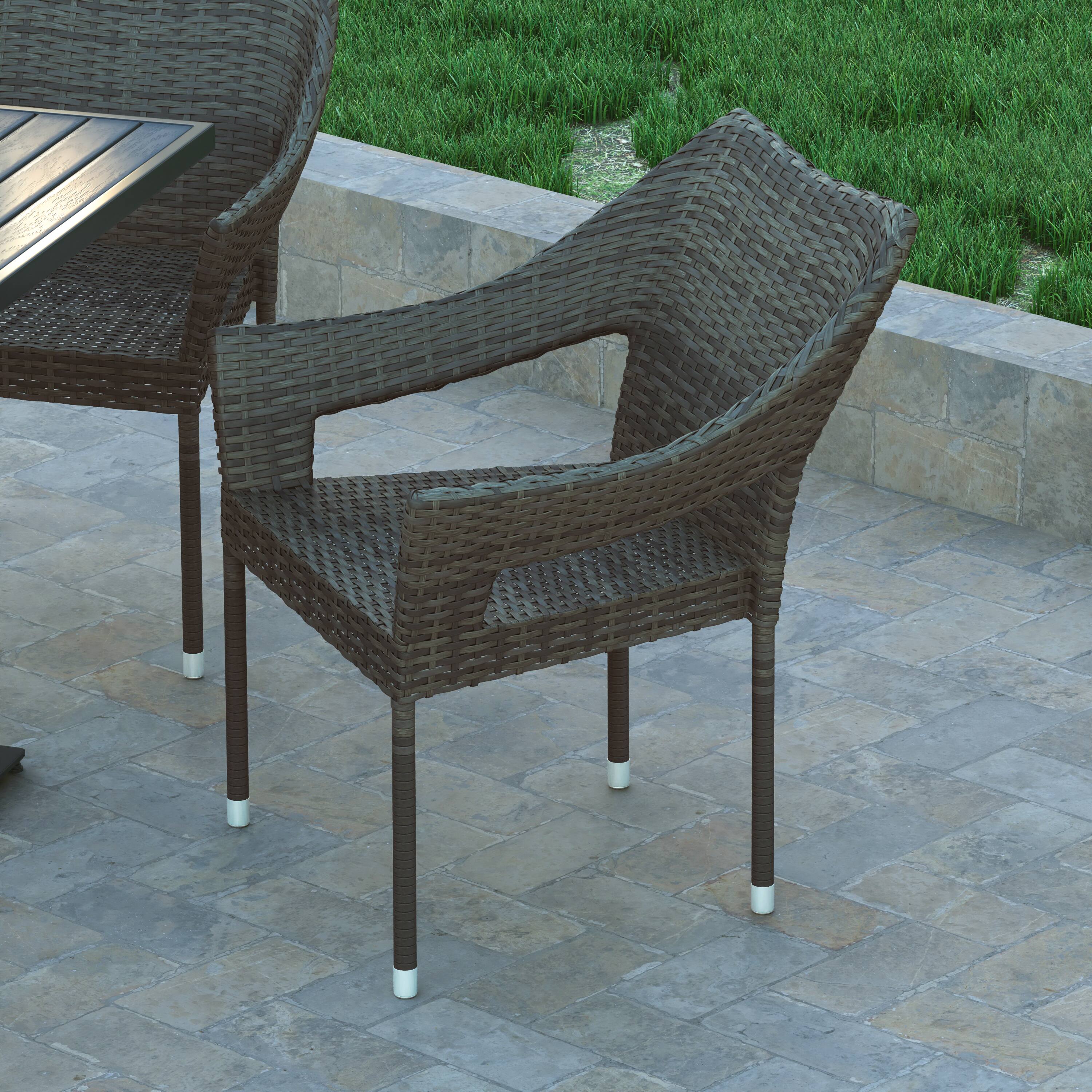 Alt View 3. Emma + Oliver - Embry All-Weather Indoor/Outdoor Stacking Patio Dining Chair with Steel Frame and Weather Resistant PE Rattan - Gray.