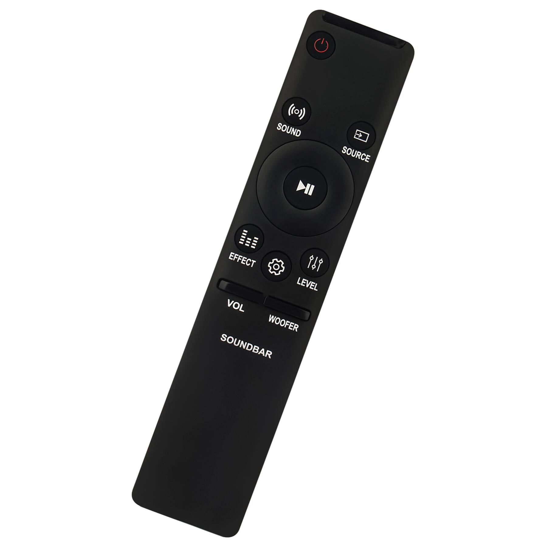 - POWER
- SOUND
- SOURCE
- EFFECT
- LEVEL
- WOOFER
- VOL
- SOUNDBAR