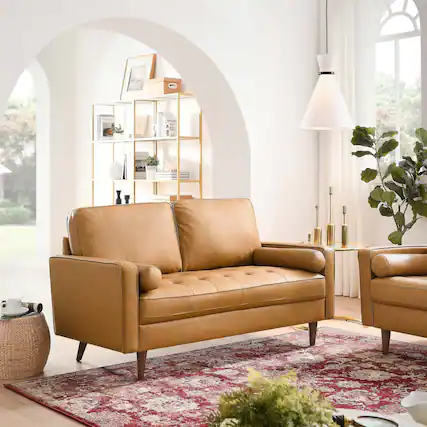 Front. Modway - Valour Leather Loveseat by Modway - Tan.