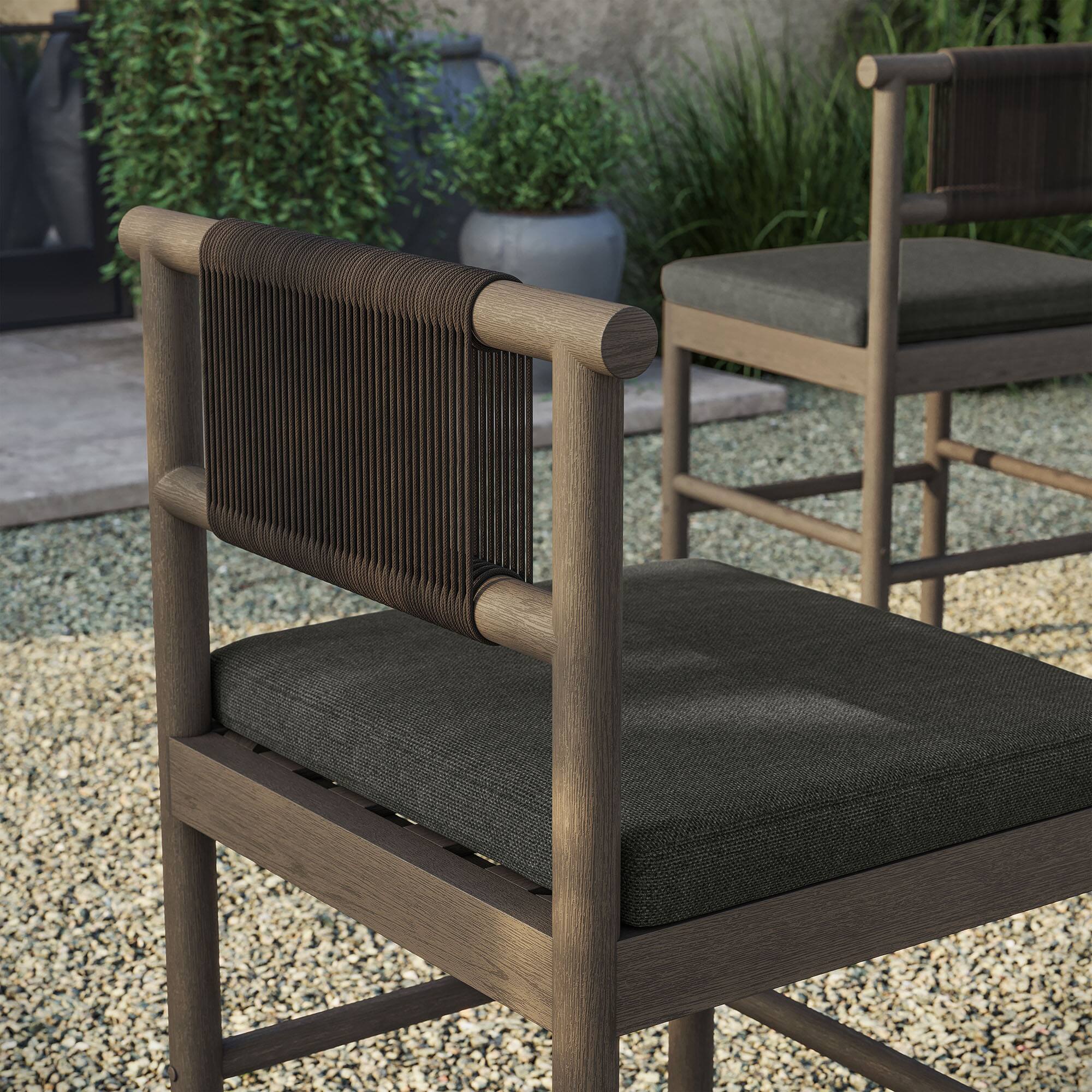 Alt View 1. Modway - Eleni Outdoor Teak Wood Counter Stools Set of 2 by Modway - Weathered Gray Flint.