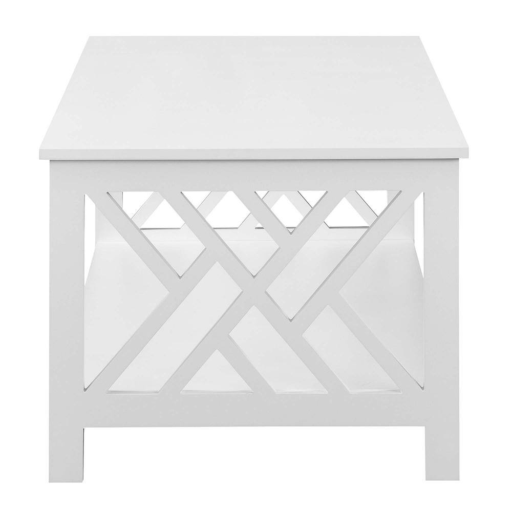Angle. Convenience Concepts - Titan Coffee Table with Shelf, White - White.
