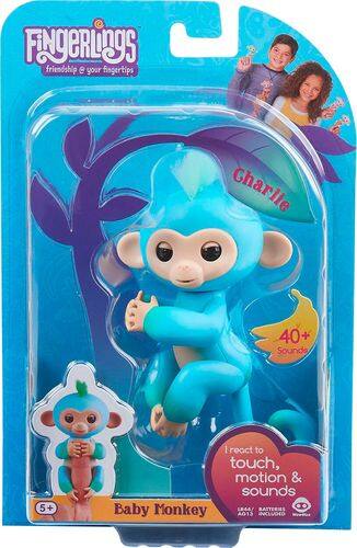  WowWee - Fingerlings Baby Monkey Charlie - Blue &amp; Green
