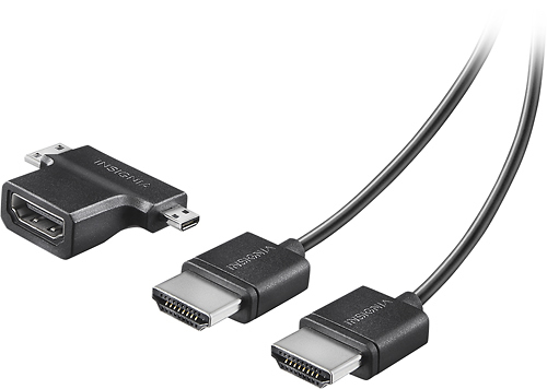 Insignia™ - 6' HDMI Cable and T-Adapter - Matte Black