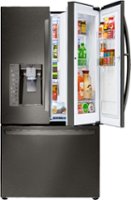 LG - 29.6 Cu. Ft. French Door-in-Door Smart Wi-Fi Enabled Refrigerator - Black stainless steel - Front_Zoom
