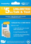 Front Zoom. FreedomPop - 12-Month Prepaid Plan LTE 3-in-1 SIM Card Kit.