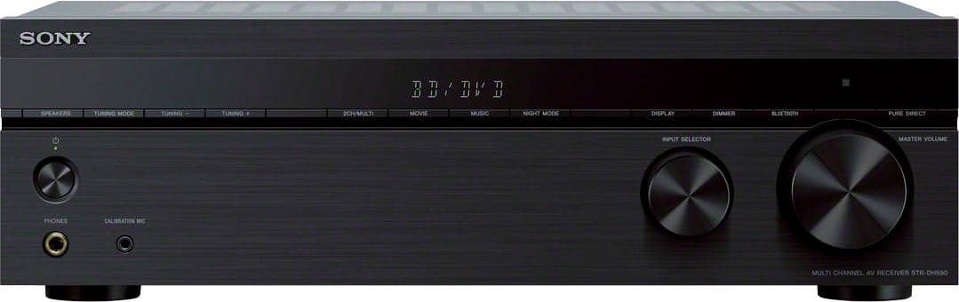 Sony - STRDH590 - 725W 5.2-Ch. Hi-Res 4K Ultra HD HDR A/V Home Theater Receiver - Black - Front_Zoom